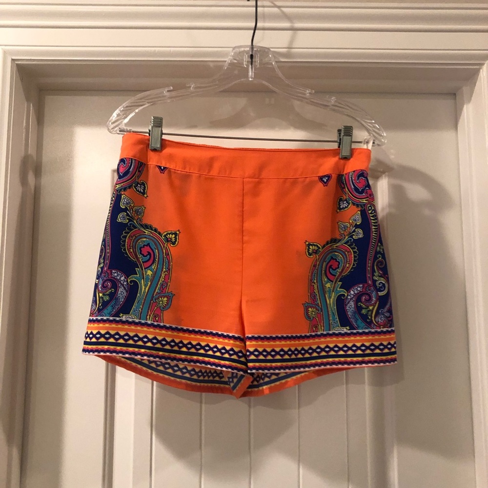 Sweet Journey Orange Patterned Shorts